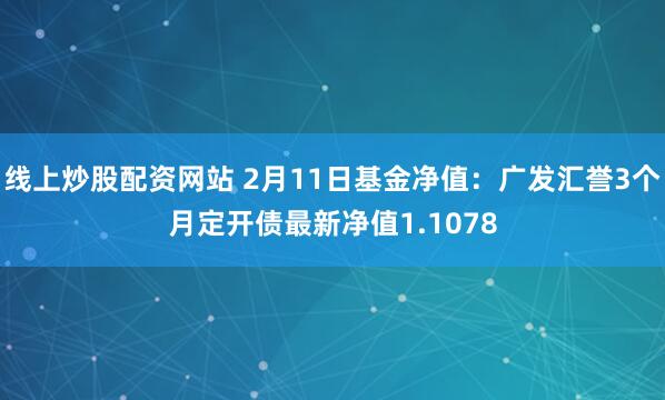 线上炒股配资网站 2月11日基金净值：广发汇誉3个月定开债最新净值1.1078