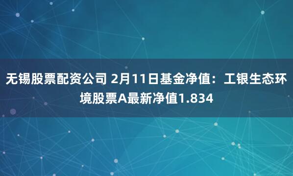 无锡股票配资公司 2月11日基金净值：工银生态环境股票A最新净值1.834