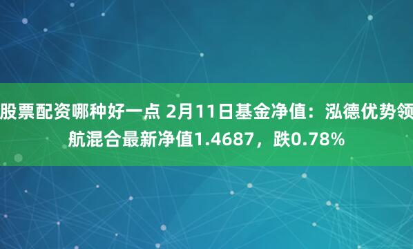 股票配资哪种好一点 2月11日基金净值：泓德优势领航混合最新净值1.4687，跌0.78%