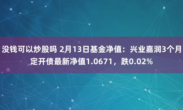 没钱可以炒股吗 2月13日基金净值：兴业嘉润3个月定开债最新净值1.0671，跌0.02%