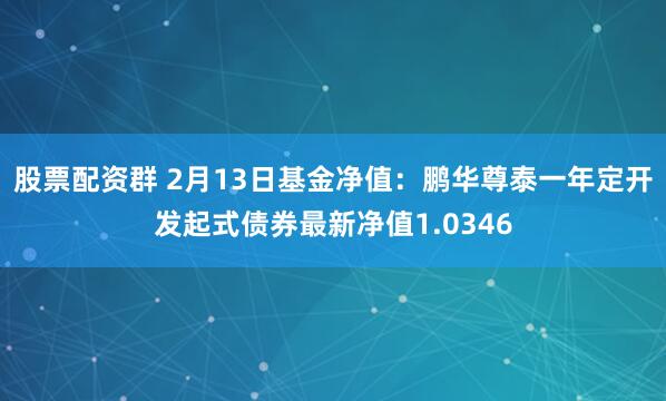 股票配资群 2月13日基金净值：鹏华尊泰一年定开发起式债券最新净值1.0346