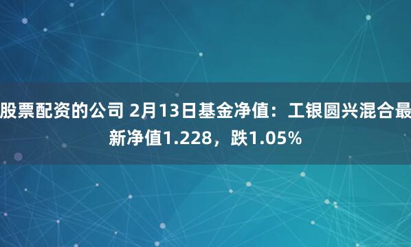 股票配资的公司 2月13日基金净值：工银圆兴混合最新净值1.228，跌1.05%