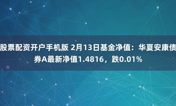 股票配资开户手机版 2月13日基金净值：华夏安康债券A最新净值1.4816，跌0.01%