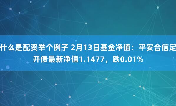 什么是配资举个例子 2月13日基金净值：平安合信定开债最新净值1.1477，跌0.01%