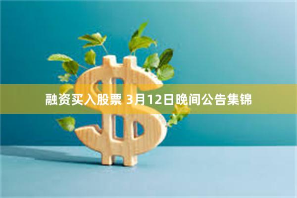 融资买入股票 3月12日晚间公告集锦